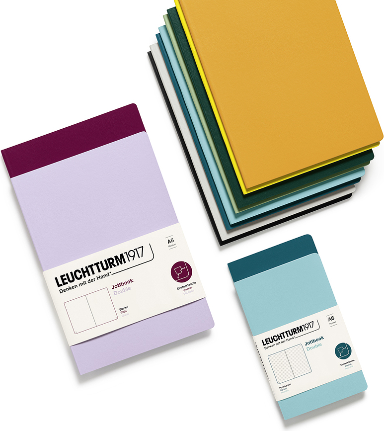 Jottbook Carnets A6 lisses, à couverture souple, 80 g/m², menthe et gris-bleu, Lot de 2