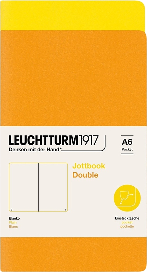 Jottbook Carnets à pages unies, A6, 80 g/m², couverture souple, jaune et orange, Lot de 2