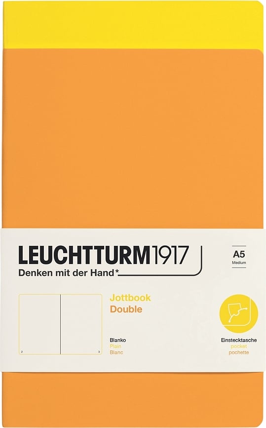 Jottbook Carnets lisses à couverture souple, A5, papier 80 g/m², jaune et orange, Lot de 2