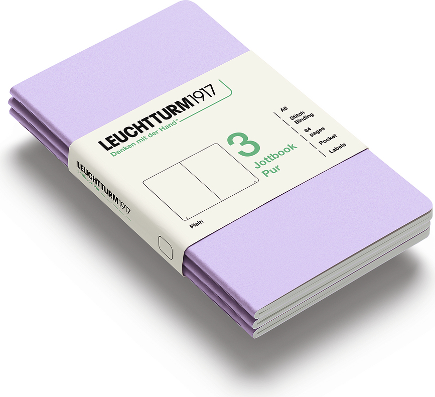 Jottbook Pur A6 notesbøger, glatte, flexindbundne, indigo, 80 g/m², 3 stk.