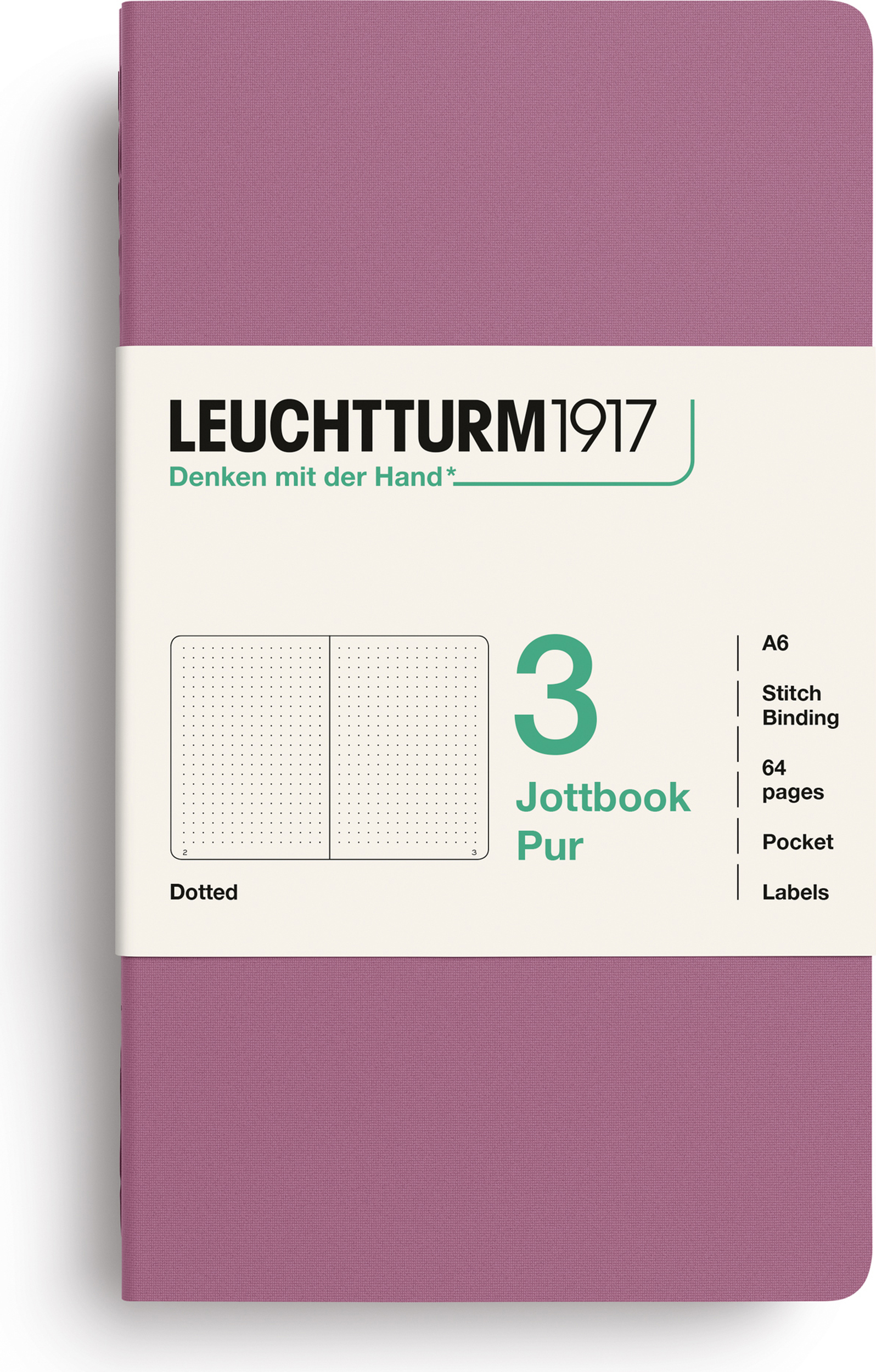 Jottbook Pur A6 Notizbücher, gepunktet, Flex-Einband, dunkelrosa, 80 g/m², 3 St.