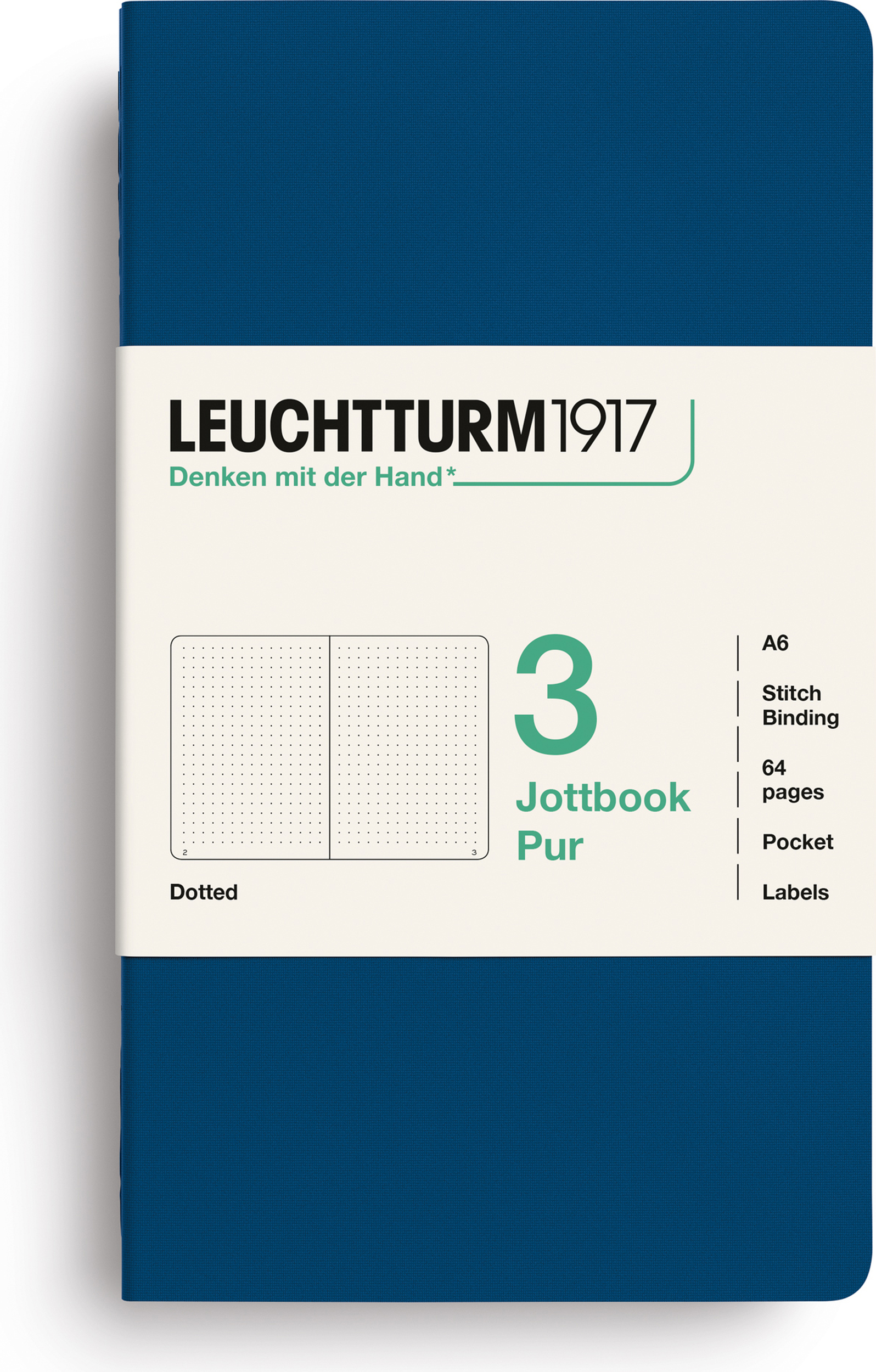 Jottbook Pur A6 Notizbücher, gepunktet, Flex-Einband, indigo, 80 g/m², 3 St.