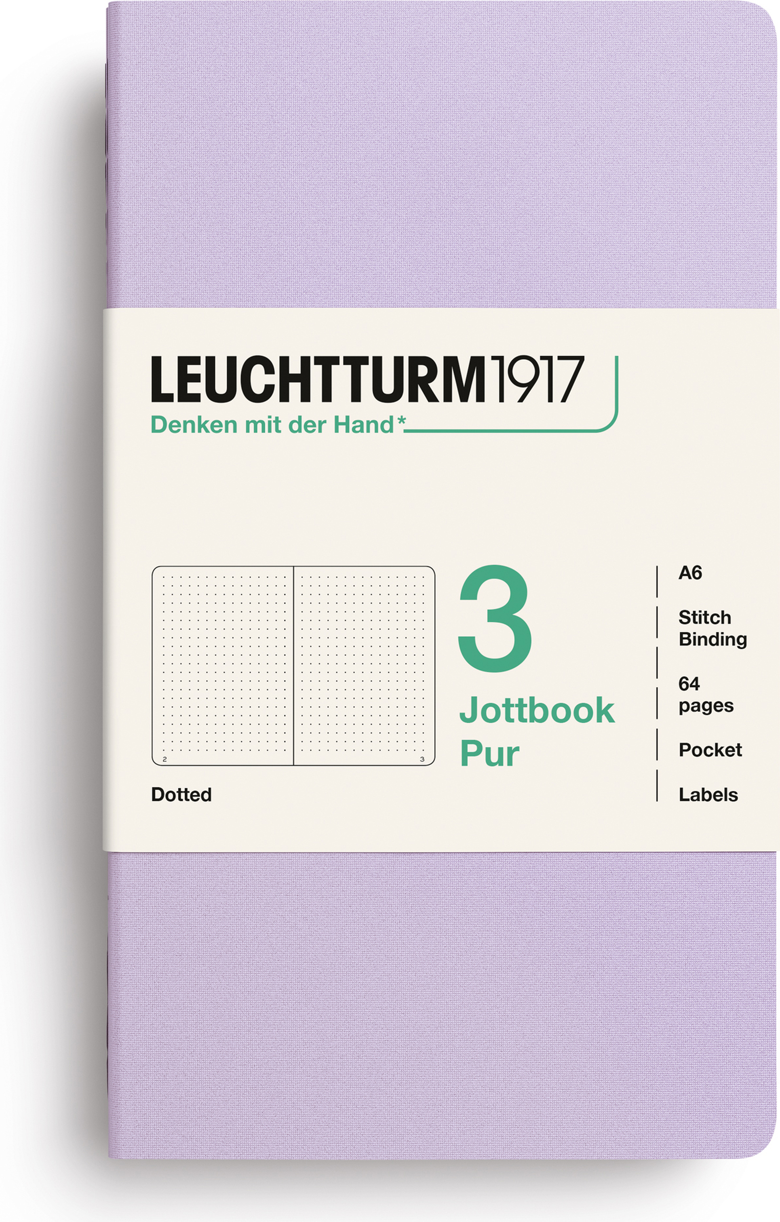Jottbook Pur A6 Notizbücher, gepunktet, Flex-Einband, lila, 80 g/m², 3 St.