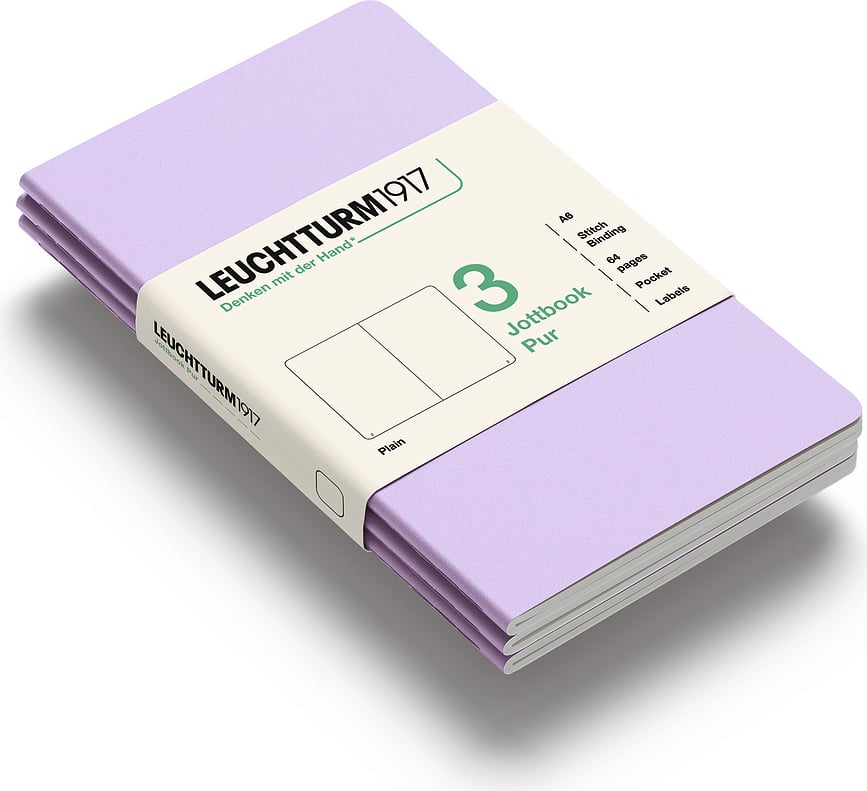 Jottbook Pur Notizbücher A6, liniert, Flex-Einband, schwarz, 80 g/m², 3 St.