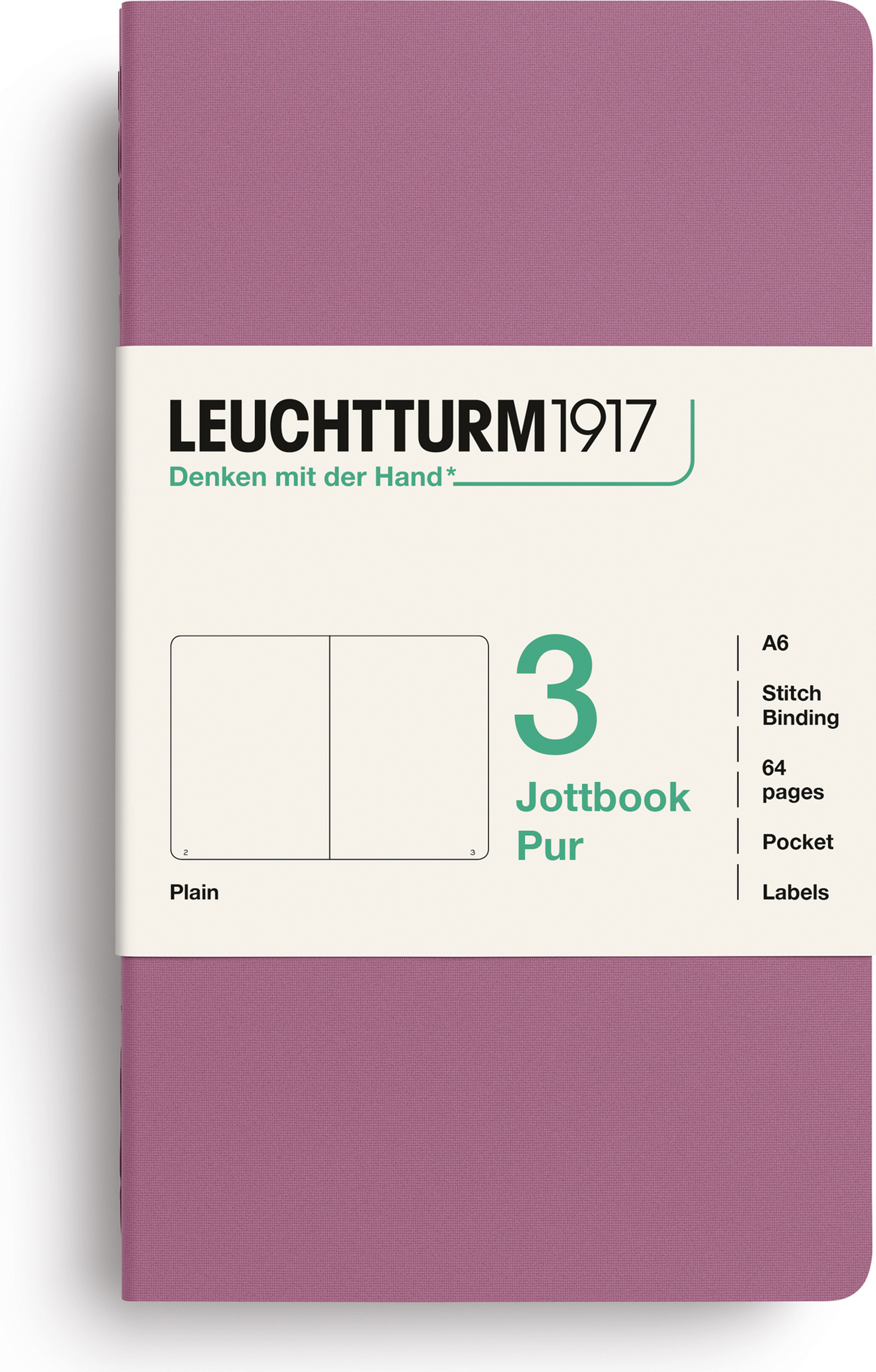 Jottbook Pur Notizbücher A6, liniert, Flex-Einband, dunkelrosa, 80 g/m², 3 St.