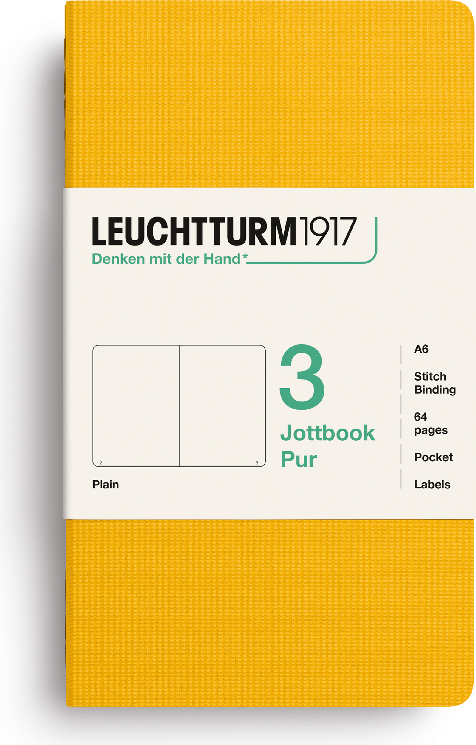 Jottbook Pur Notizbücher A6, liniert, Flex-Einband, gelb, 80 g/m², 3 St.