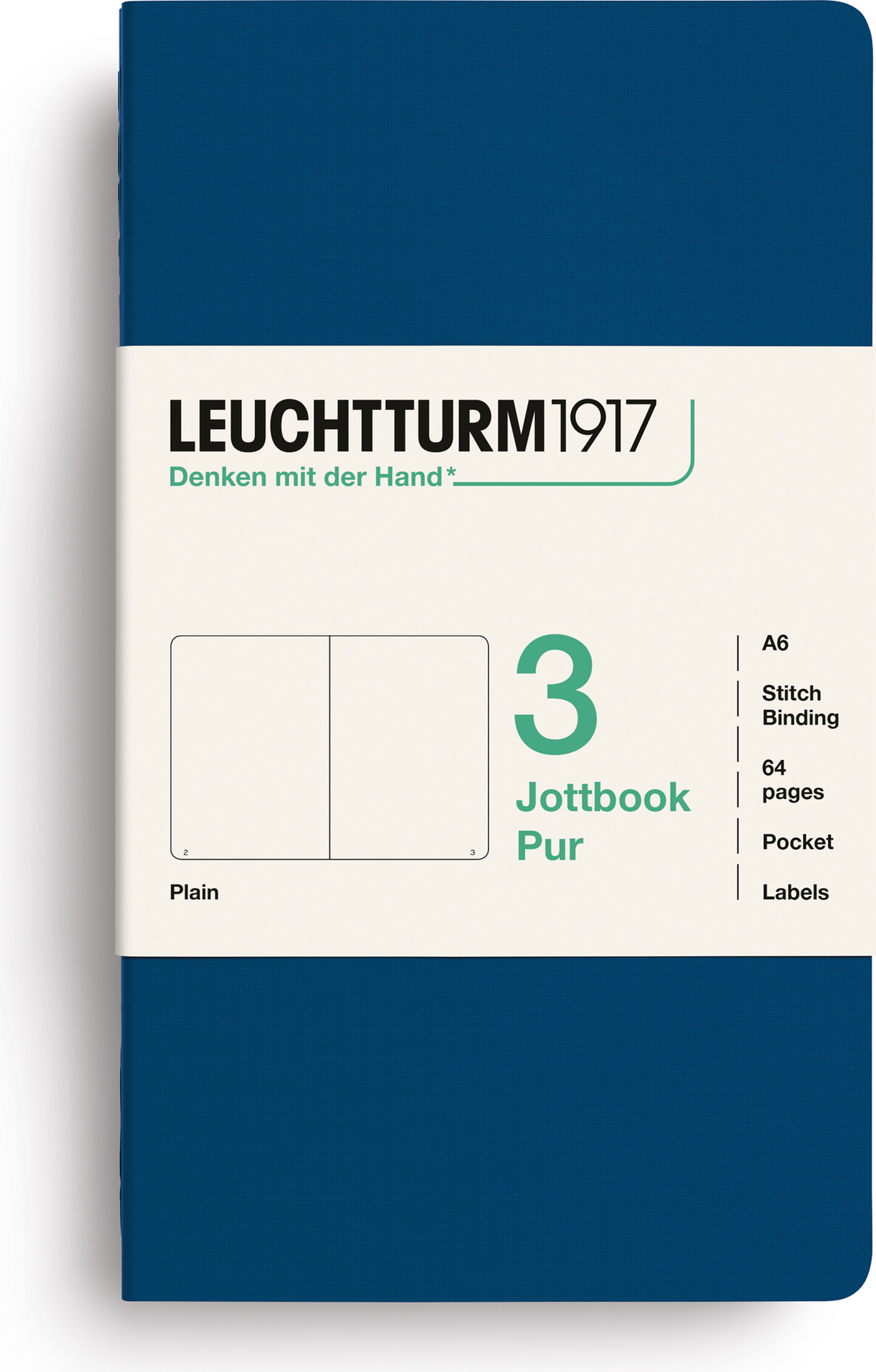 Jottbook Pur Notizbücher A6, liniert, Flex-Einband, indigo, 80 g/m², 3 St.