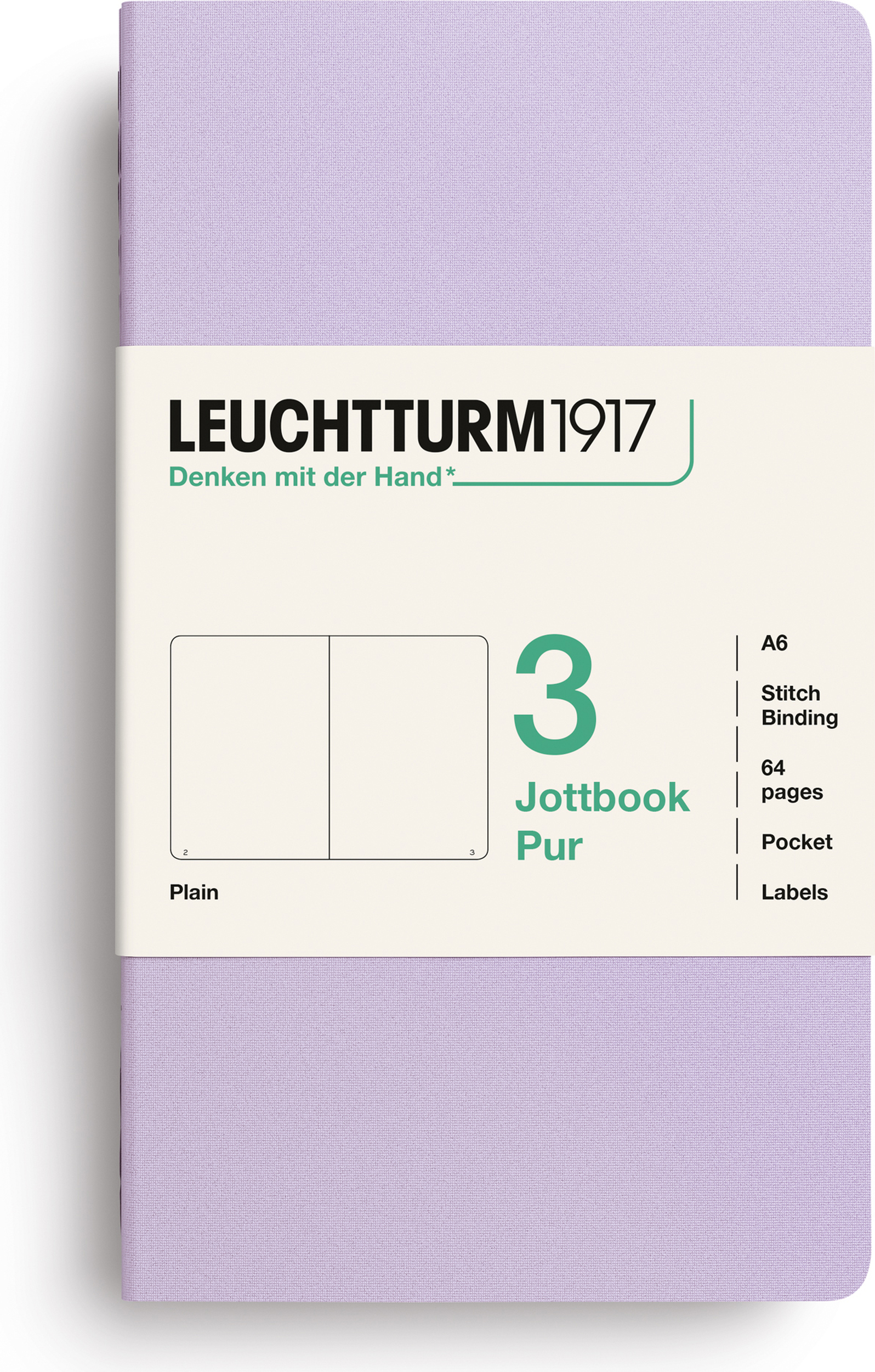 Jottbook Pur Notizbücher A6, liniert, Flex-Einband, lila, 80 g/m², 3 St.