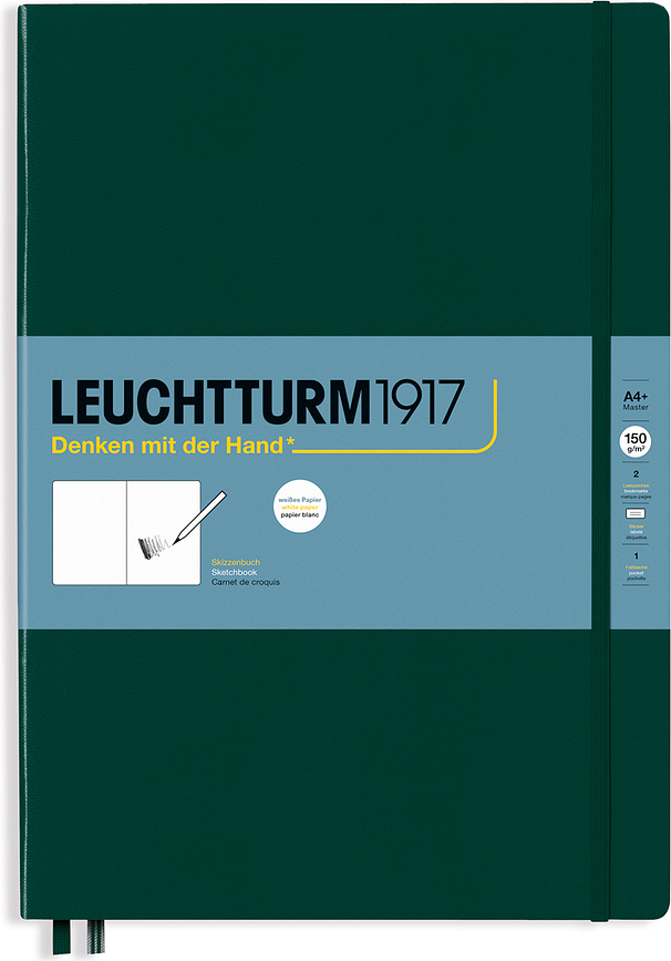 Leuchtturm 1917 A4+ keménykötésű vázlatfüzet, 112 oldal, erdei zöld, 150 g/m²