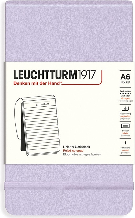Leuchtturm 1917 A6 vonalas keménykötésű jegyzetfüzet, 184 oldal, lila, 80 g/m²