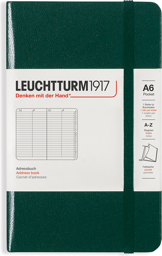 Leuchtturm 1917 Adresar A6, gozdno zelena