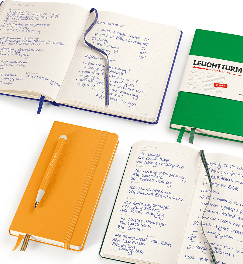 Leuchtturm 1917 Agenda Hebdomadaire rigide, 2026, A6, anglais, rose poudré