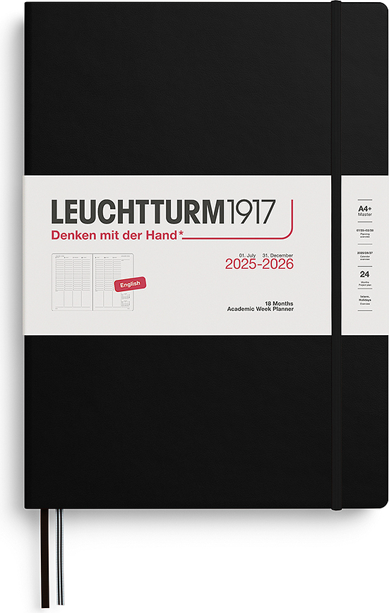 Leuchtturm 1917 Agenda universitaire à couverture rigide, 18 mois, 2025/2026, A4+, anglais