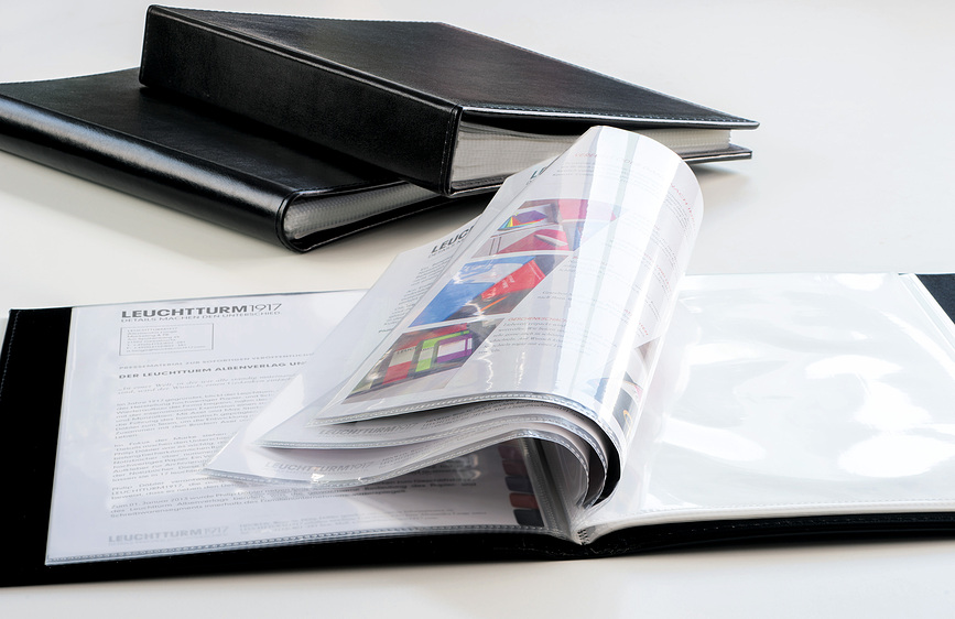 Leuchtturm 1917 Album pour documents avec 40 pochettes, format A4, noir