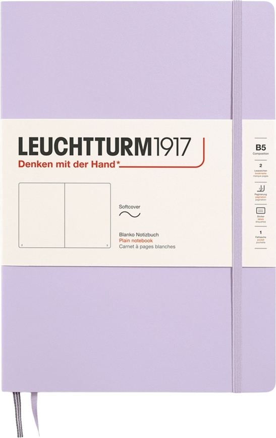 Leuchtturm 1917 B5 sima notesz, puhafedeles, lila, 123 oldal, 80 g/m²