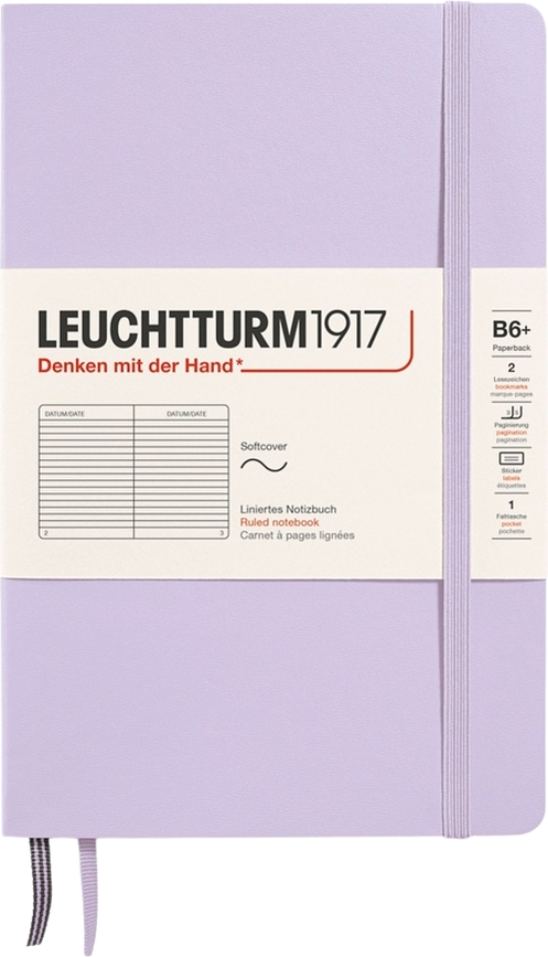Leuchtturm 1917 B6+ vonalas füzet, puhafedeles, lila, 123 oldal, 80 g/m²
