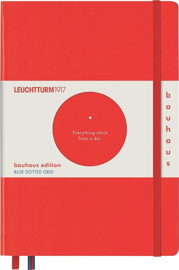 Leuchtturm 1917 Bauhaus A5 pöttyözött keménykötésű notesz, 251 oldal, piros, 80 g/m²