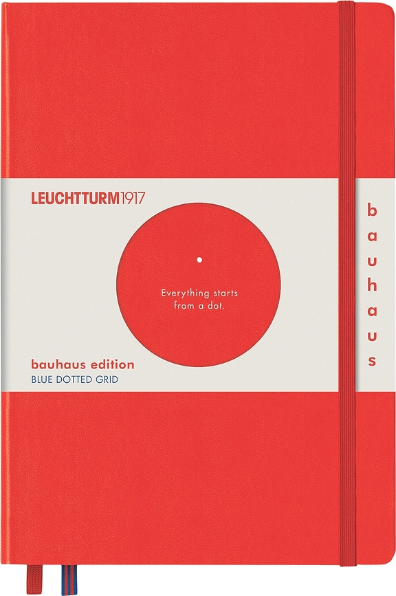 Leuchtturm 1917 Bauhaus Zvezek s pikami, trda vezava, A5, 251 strani, rdeč, 80 g/m²