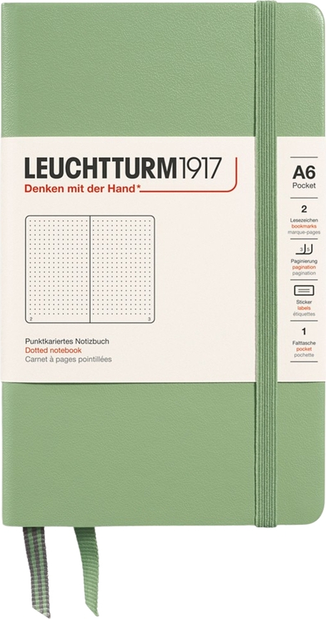 Leuchtturm 1917 бележник на точки с твърди корици, A6, 187 страници, градински чай зелен, 80 g/m²