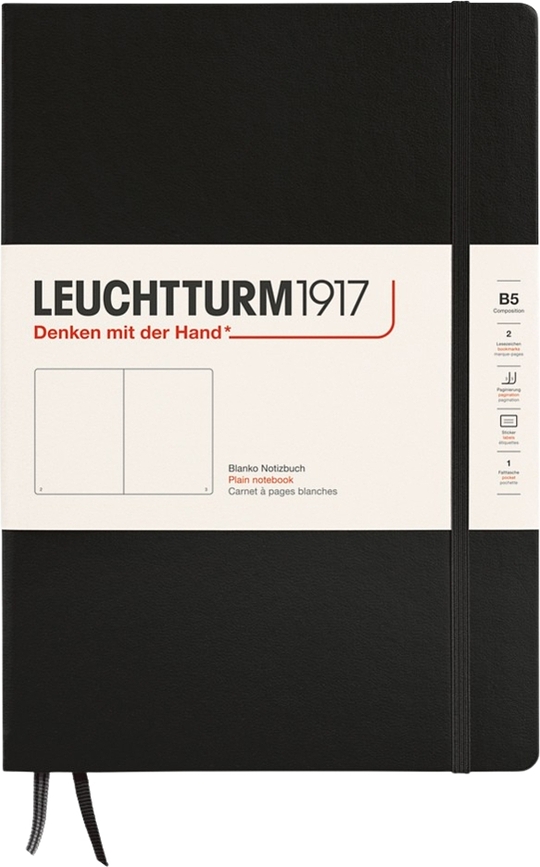 Leuchtturm 1917 Bilježnica B5 tvrdi uvez glatke stranice crna 219 stranica 80 g/m²