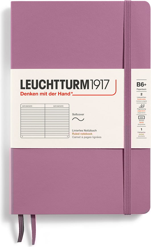 Leuchtturm 1917 Bilježnica B6+ s crtama mekih korica 123 stranice 80 g/m² prljavo ružičasta