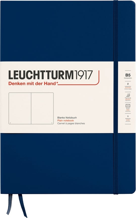 Leuchtturm 1917 Bilježnica glatka tvrdi uvez B5 219 stranica 80 g/m² mornarsko plava