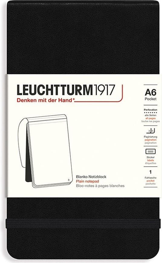 Leuchtturm 1917 Bilježnica glatki papir tvrdo uvezana A6 184 stranice 80 g/m² crna