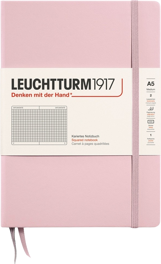 Leuchtturm 1917 Bilježnica karirana tvrdi uvez A5 251 stranica puder ružičasta 80 g/m2