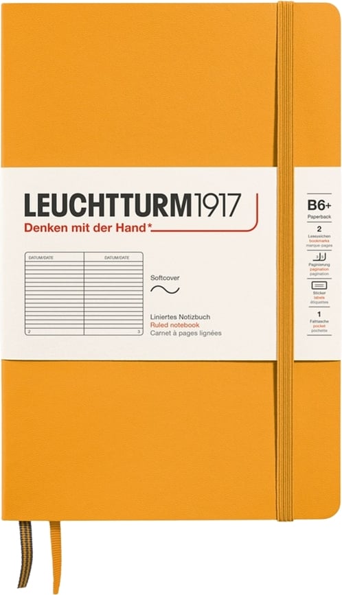 Leuchtturm 1917 Bilježnica meki uvez B6+ na crte 123 stranice 80 g/m² narančasta