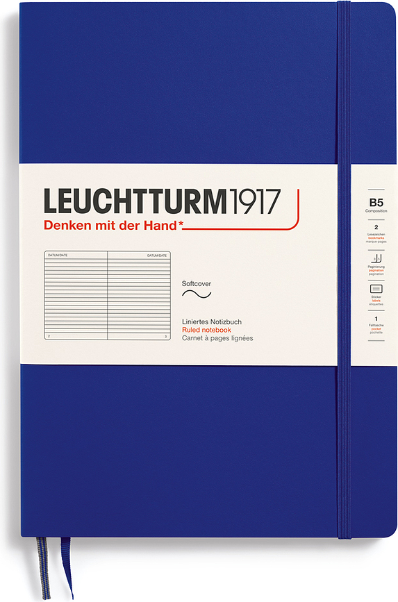 Leuchtturm 1917 Bilježnica meki uvez na crte B5 123 stranice 80 g/m² tamnoplava