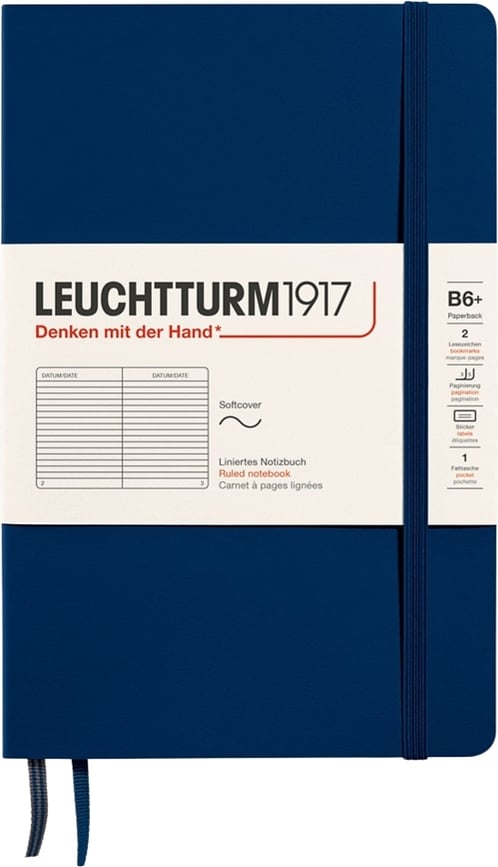 Leuchtturm 1917 Bilježnica meki uvez na crte B6+ 123 stranice 80 g/m² tamnoplava
