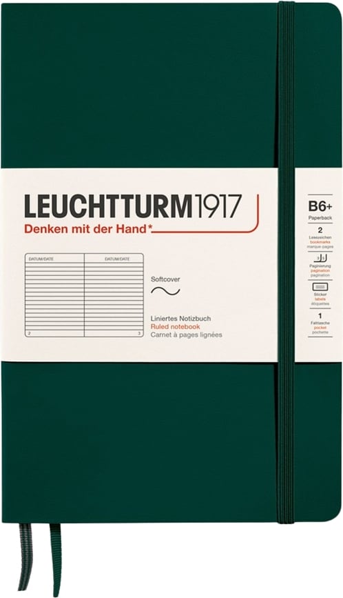 Leuchtturm 1917 Bilježnica na crte s mekim uvezom B6+ 123 stranice 80 g/m² šumsko zelena