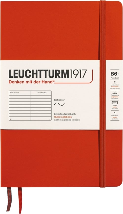 Leuchtturm 1917 Bilježnica s crtama s mekim uvezom B6+ 123 stranice 80 g/m² tamnonarančasta
