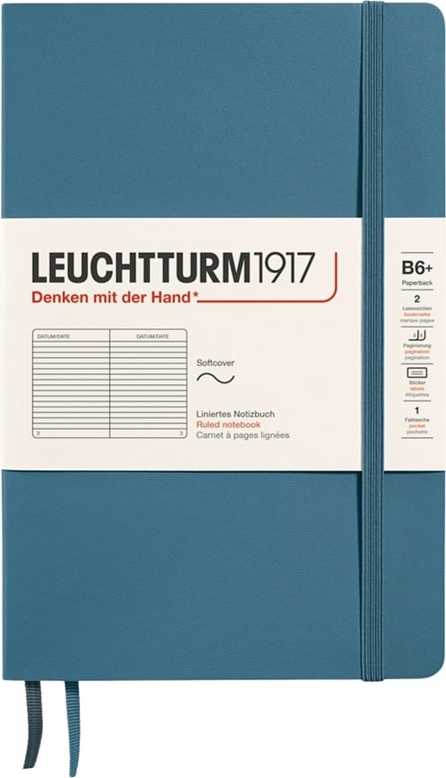 Leuchtturm 1917 Bilježnica s mekim uvezom na crte B6+ plavosiva 123 stranice 80 g/m²