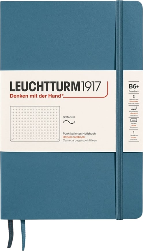 Leuchtturm 1917 Bilježnica s točkicama meki uvez B6+ 123 stranice 80 g/m² plavosiva