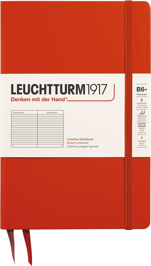 Leuchtturm 1917 Bilježnica s tvrdim uvezom na crte B6+ 219 stranica tamnonarančasta 80 g/m²