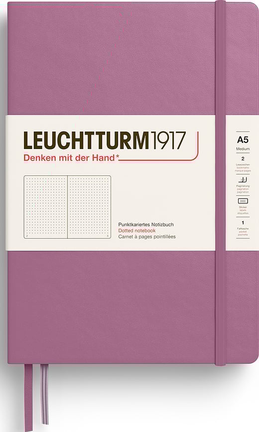 Leuchtturm 1917 Bilježnica s tvrdim uvezom točkasta A5 251 stranica 80 g/m² prašnjavo ružičasta