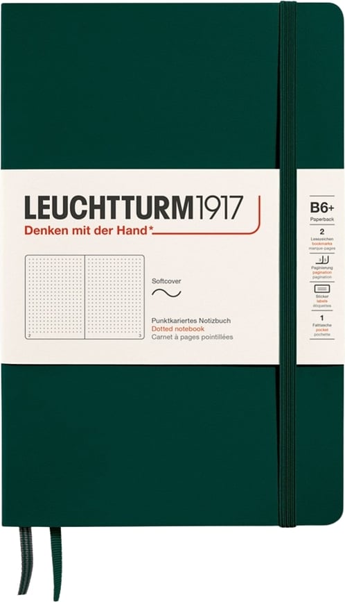 Leuchtturm 1917 Bilježnica točkasta meki uvez B6+ 123 stranice 80 g/m² šumsko zelena