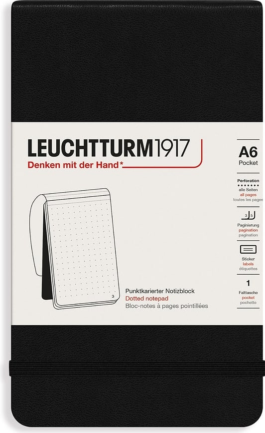 Leuchtturm 1917 Bilježnica točkasta s tvrdim uvezom A6 184 stranice crna 80 g/m²