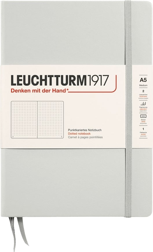 Leuchtturm 1917 Bilježnica točkasta tvrdi uvez A5 251 stranica svijetlosiva 80 g/m²