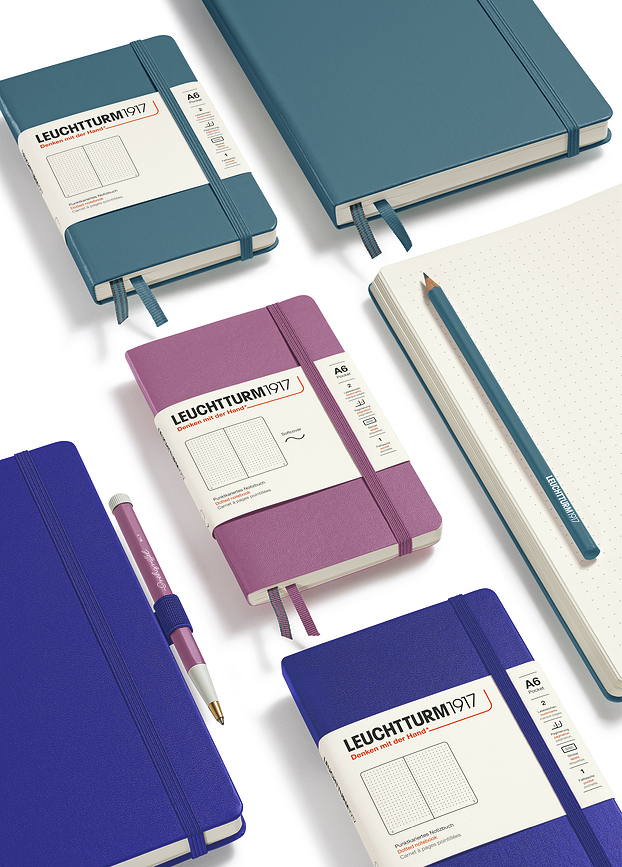 Leuchtturm 1917 Carnet à couverture rigide, à carreaux, A6, 184 pages, 80 g/m², noir