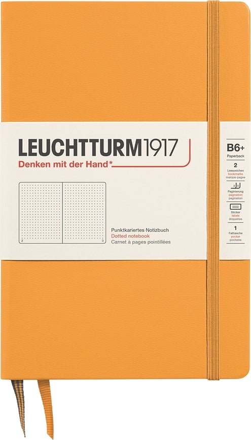 Leuchtturm 1917 Carnet à points, à couverture rigide, Format B6+, 219 pages, 80 g/m², orange