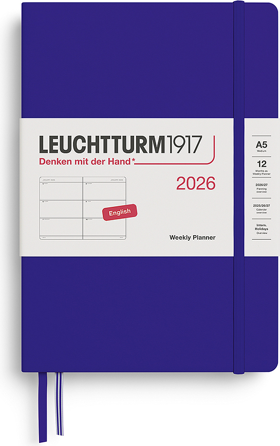 Leuchtturm 1917 Εβδομαδιαίο Ημερολόγιο 2026, Α5, με σκληρό εξώφυλλο, στα Αγγλικά, σκούρο μπλε