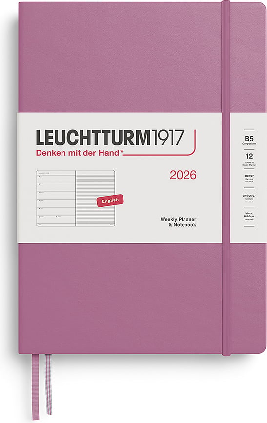Leuchtturm 1917 Ημερολόγιο Εβδομαδιαίο, σκληρόδετο, με γραμμωτές σελίδες, 2026, B5, EN