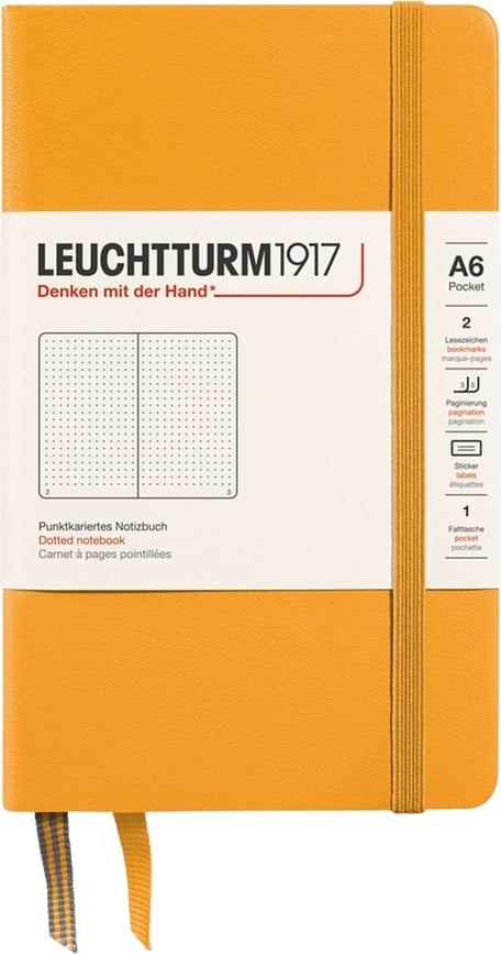 Leuchtturm 1917 kõvakaaneline täpiline märkmik A6, 187 lehte, oranž, 80 g/m²