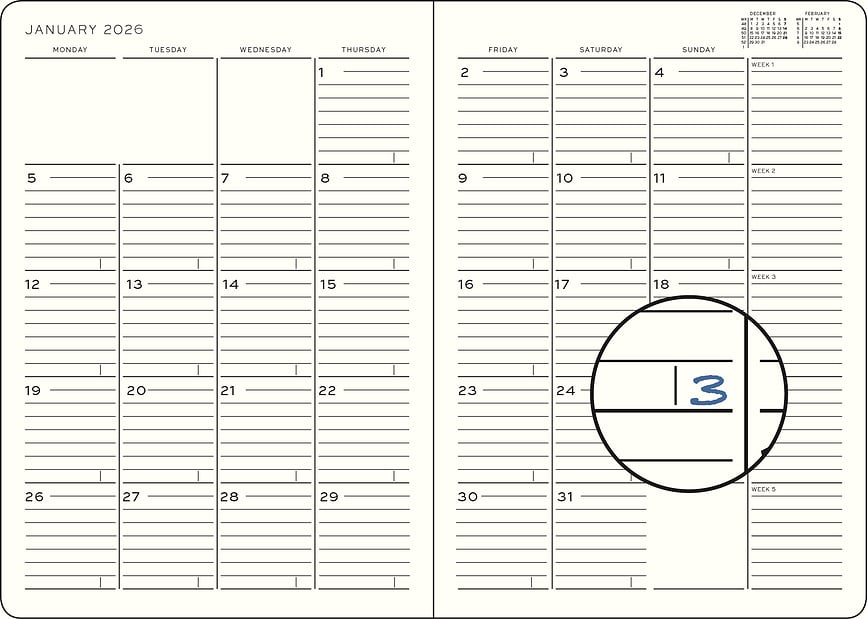 Leuchtturm 1917 Mesečni planer z zvezkom, 2025/2027, 16M, EN, B5, oranžen