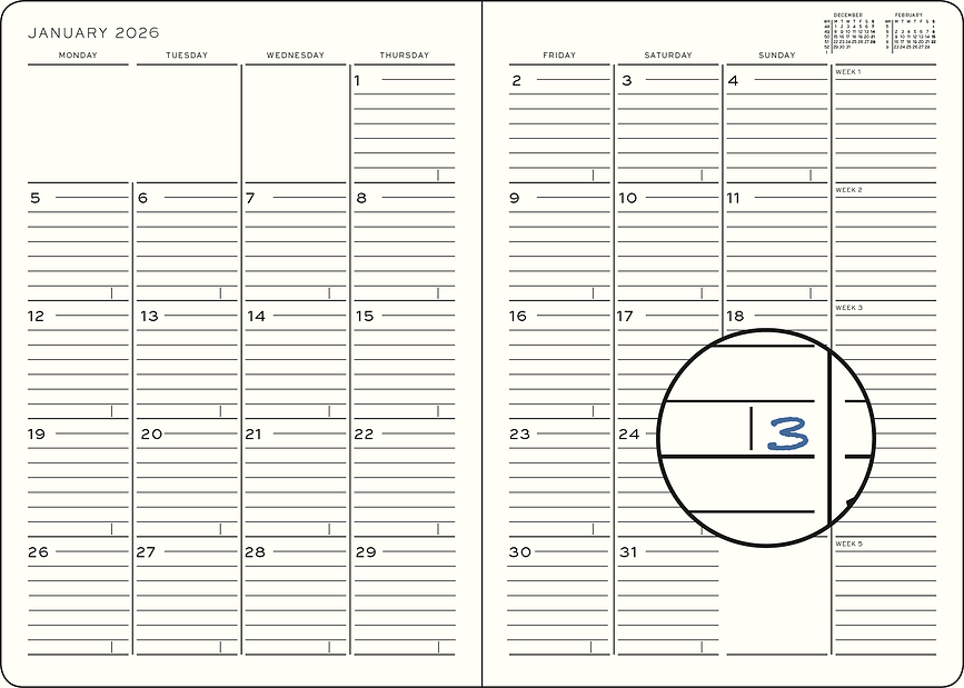 Leuchtturm 1917 Mjesečni Planer meki uvez s bilježnicom 2025/2027 16 mjeseci EN B5 narančasti