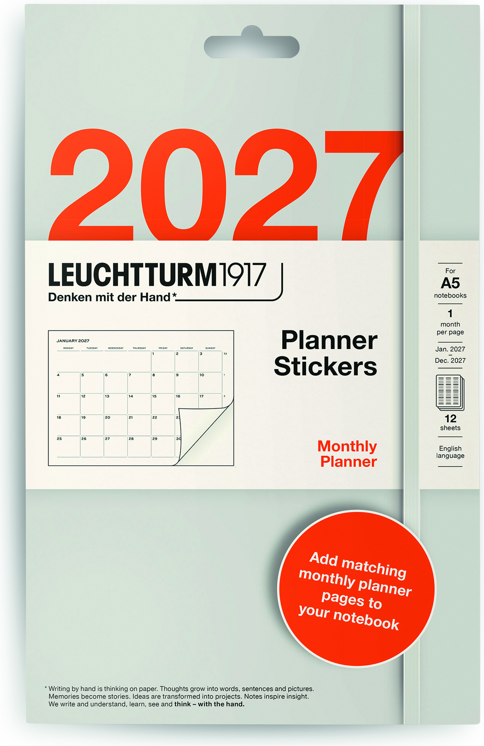 Leuchtturm 1917 Monatsplaner-Sticker 2027 EN