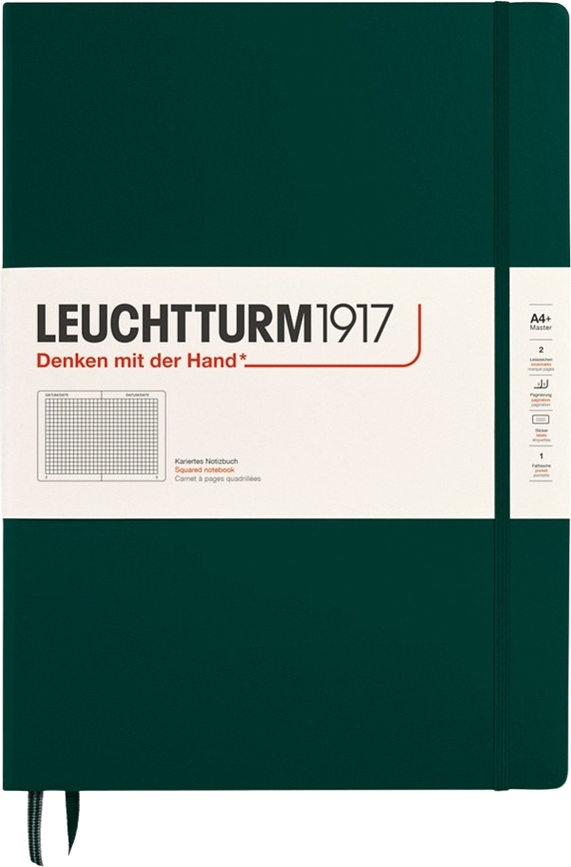 Leuchtturm 1917 Notes v trdi vezavi, karirast, A4+, 235 strani, gozdno zelen, 100 g/m²