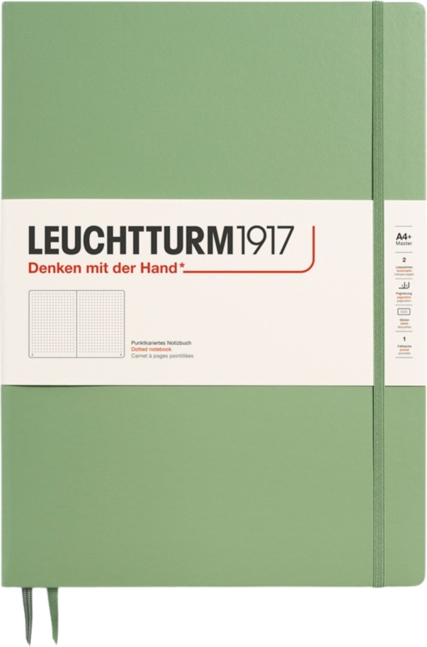Leuchtturm 1917 Notizbuch A4+ 123 Seiten, Punktraster, Hardcover, salbeigrün, 100 g/m²